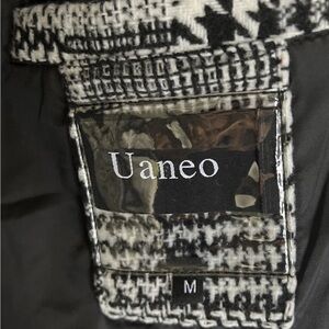 Uaneo Black and White Houndstooth Coat